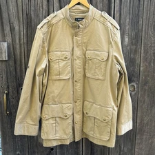 J. Peterman Barn Coat Light Beige-multiple Pockets, Snap and Zip Front. Size XL