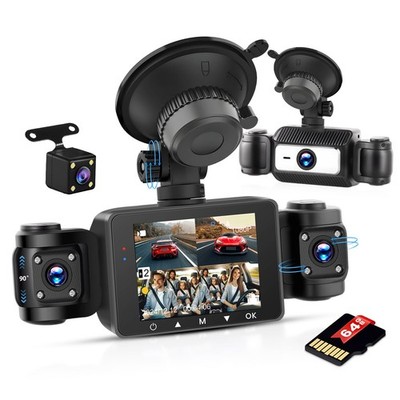 Car Driving Recorder mit 2,4ZollBildschirm, HD 1080P Frontkamera mit 3 Kamera...