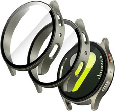 2 Pack Case with Screen Protector for Samsung Galaxy Watch 7 44mm Overall Protec