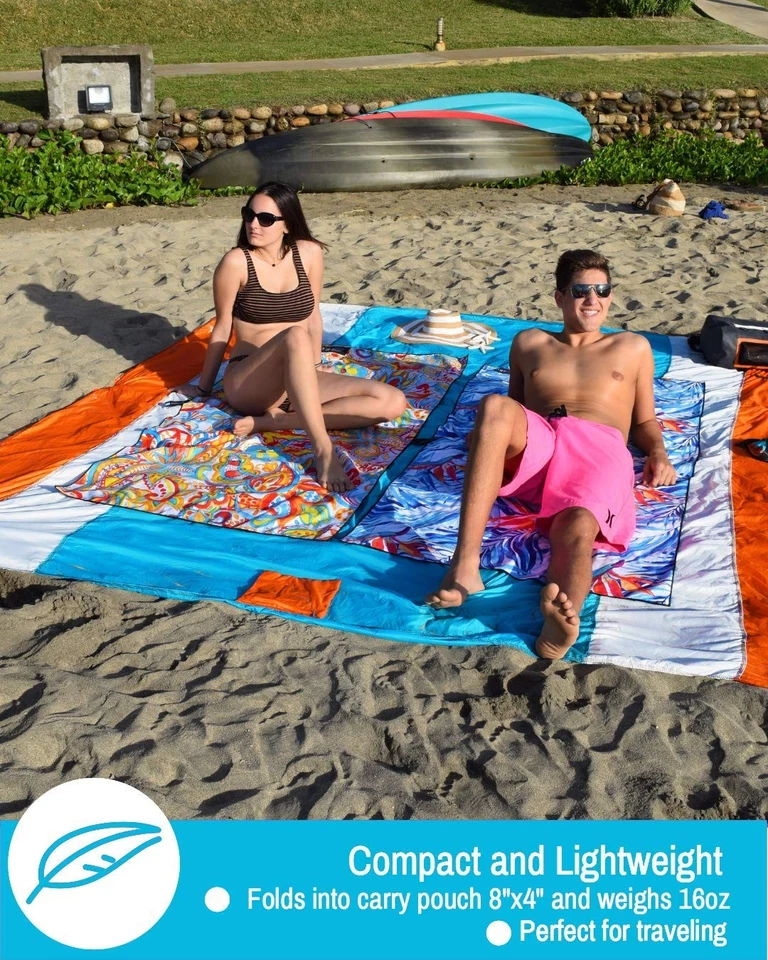 Sandproof Beach Blanket - Oversized Sand Free Beach Mat 9'x10' - Lightweight ... - Image 3 of 4