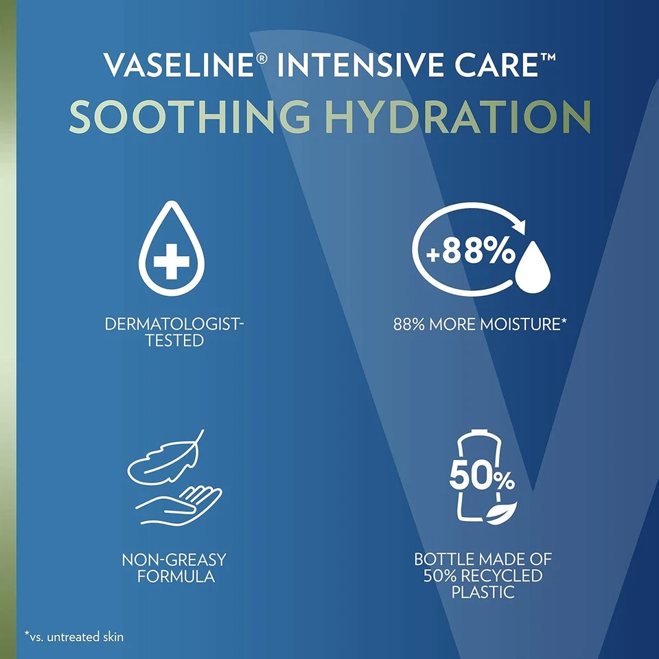 Vaseline Intensive Care Body Lotion 20.3oz (3 Pack), Soothing Hydration with - Image 2 of 4