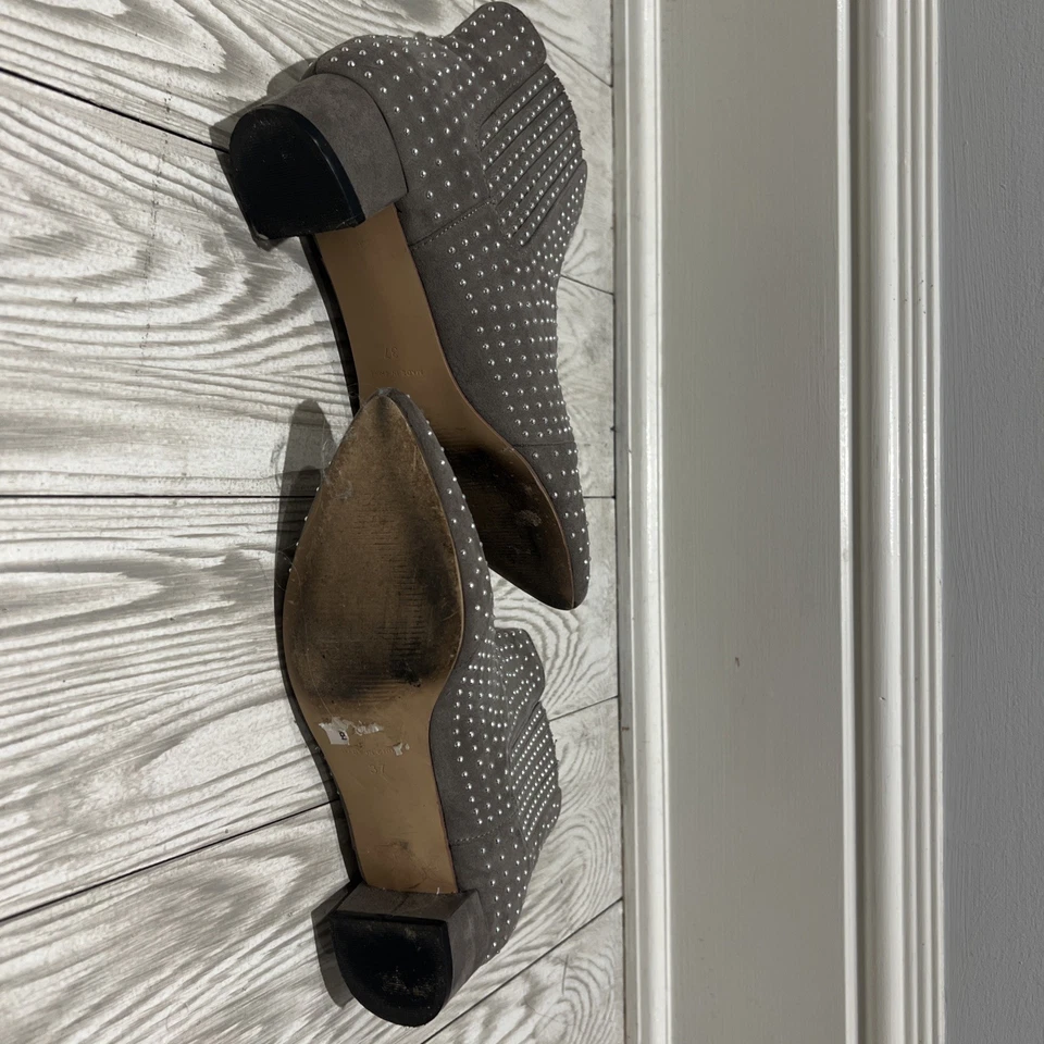 Женские сапоги Topshop размер 38 серые с заклепками замшевые туфли на блочном каблуке - Изображение 4 из 4