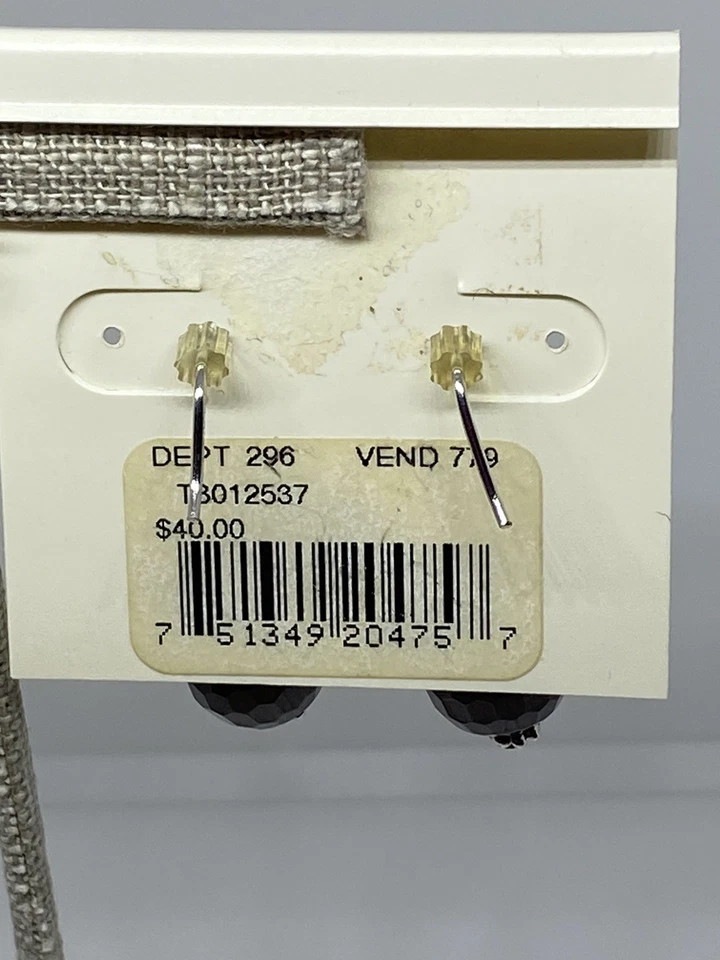 "Pendientes perforados colgantes de cuarzo ahumado de plata de ley Macy's de 1,25""" Foto 4 de 4