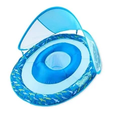 Swimways Sun Canopy Spring Baby Float Hyper-Flate Valve - Shark - Soft Mesh NEW