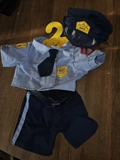 Build A Bear Police Uniform Outfit Shirt Shorts With Belt Hat On Bab Hanger Read