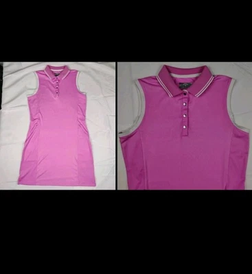 Callaway Polo Golfkleid Damen Gr. Medium 1/4-Knopf rosa Damen ärmellos - Bild 1 von 4