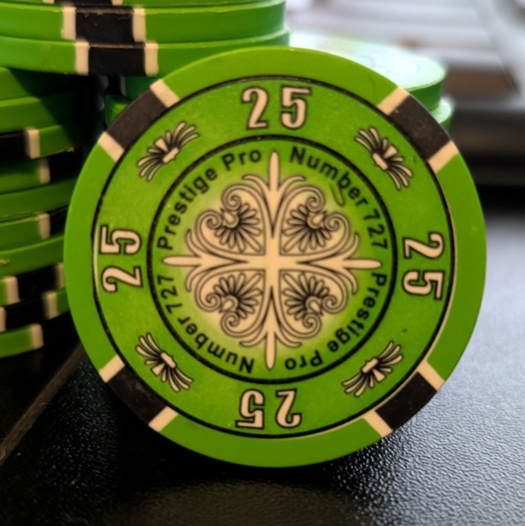50pcs Prestige Pro 727 Printing Poker Chips $25 - Green  14g