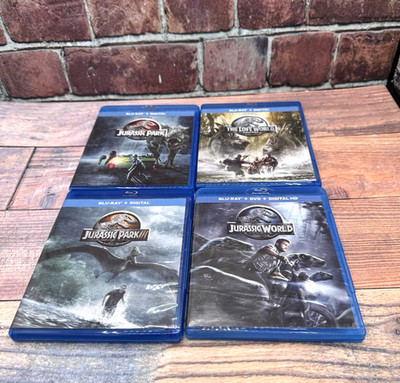 Jurassic Park Lot of 4 Blu-Rays + Digital Codes Movies 1-4 Steven Spielberg