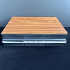 Vintage Cassette Tape Faux Wood Grain Storage Case Holder 3 Drawer MCM Retro