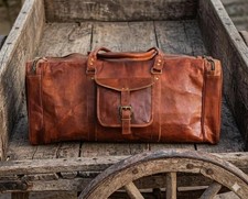 Men's New Genuine Goat Leather Duffel 24" Vintage Bag