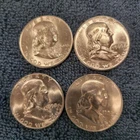 QTY 4 90% sliver Franlin Half dollars BU/uncirculated 1958D, 1958, !960D, & 1960