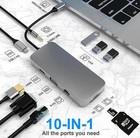 10 In 1 Multiport HUB USB-C Adapter HDMI VGA USB 3.0 RJ45 SD TF Card Audio Jack