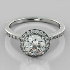 14K White Gold Finish 2.48CT Round Cut Lab-Created Diamond Halo Engagement Ring