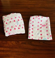 Dream Factory 2 Piece Infant Toddler White Pink Hearts Crib Sheet Set