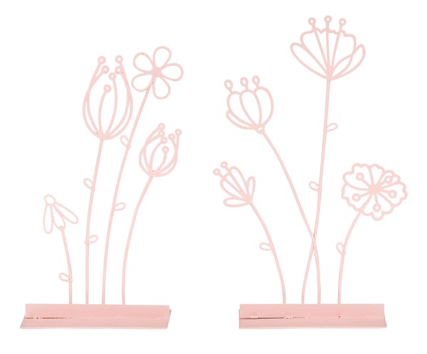 2Er Set Metall Blume H18Cm Altrosa Deko-Aufsteller Tischdeko Shabby Chic Vintage-image