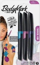 Brand New BIC BodyMark Temporary Tattoo Marker New School Assorted Colors 3ct
