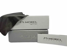 NEW Morel Lightec Silver Grey Hard Clamshell Eyeglasses Case & Microfiber Cloth