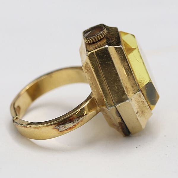 SEIKO 17 JEWELS 11-768A 六角形リングウォッチ SEIKO Clock Ring 11-768A Gold Size US6 Adjustable Manual