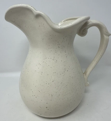 Vintage McCoy Pottery Pitcher Beige 7549 Speckled Salt Glaze Matte 9"