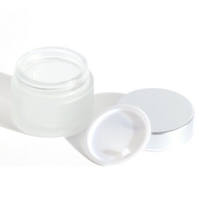 6 Empty Wide Mouth Glass Jars Container w/ Silver Screw on Lid for Creams Lotion