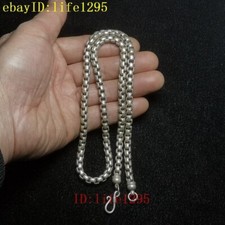 L 23.5 Inch Old Chinese Tibet Silver Handmade pretty Necklace Hand Catenary Gift
