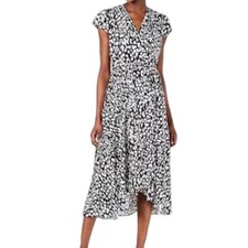 Calvin Klein Women's Cap Sleeve Tiered Wrap Dress 8