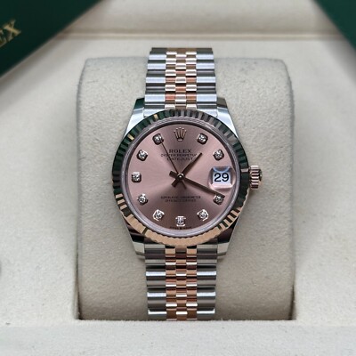 Rolex Datejust 31 NEW 2025 Pink Diamond Dial Two Tone Rose Gold Fluted Jubilee