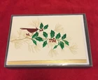 Hallmark Elegant Cardinal & Holly Card's Embossed Red Green Gold Foil 16 CT. NEW