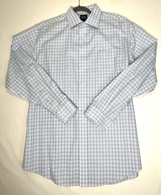 NWOT JOS A BANK TRADITIONAL FIT Long Sleeve Button Dwn Blue Plaid Shirt Sz LARGE