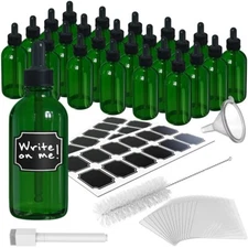 Nevlers 4 oz Green Glass Dropper Bottle (Set of 24) | Includes Shrink Wrap
