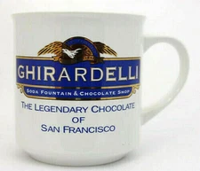 Ghirardelli The Legendary Chocolate Of San Francisco Coffee Mug White Blue Gold