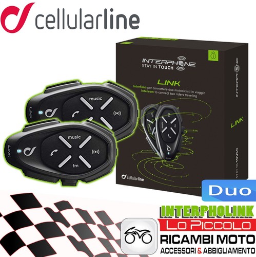 INTERFONO MOTO CASCO BLUETOOTH INTERPHONE LINK KIT DOPPIO COPPIA CELLULAR  LINE | eBay