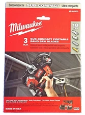27" x 1/2" 18T Milwaukee 48-39-0572 Sub-Compact Portable Band Saw Blade 3 Pk  