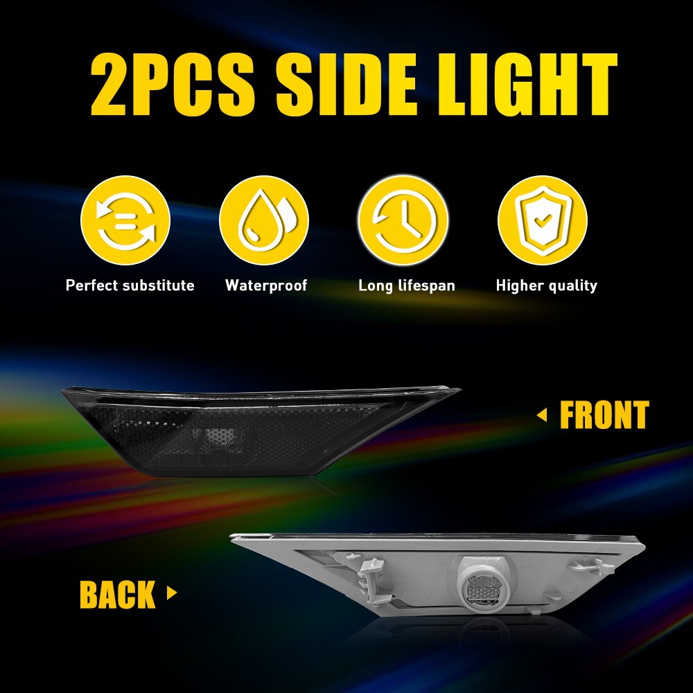 2PCS Front Bumper Reflector Side Marker Light Assembly For 2016-2021 Honda Civic