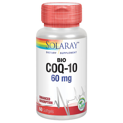 Solaray Bio CoQ-10 60 mg | Enhanced Absorption | Vitamins A & E | 60 Softgels