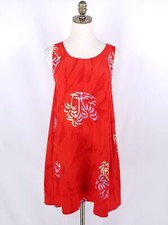 Mango Moon Hawaiian Sleeveless Dress Size S Orange Tropical Palm Trees Pockets