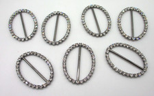 Dark Silver Tone Metal Crystal Prong Set Rhinestones Scarf Belt Slides 7 Pieces