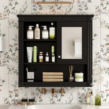 Bathroom Wall Cabinet with Mirror - 4 Adjustable Shelves  Moisture-Proof Design