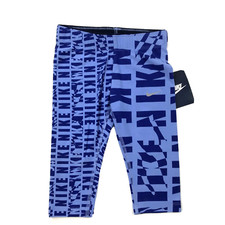 Nike Kids Blue Cotton Elastic Waist Stretch Logo Athletic Leggings Pants Sz 5