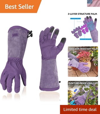 Ladies' Synthetic Leather Garden Gloves Thorn Proof Purple M