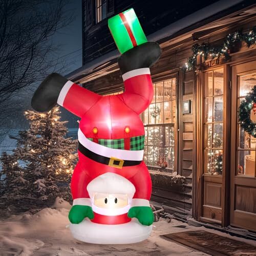 Christmas Inflatable Outdoor Decorations, 8 FT Handstand Santa 8 FT Santa Claus