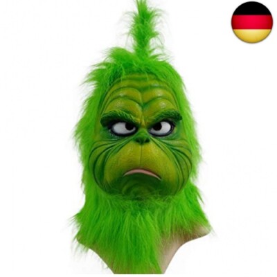 LePyCos Grinch-Maske aus Latex, Weihnachten, Halloween, Deluxe-Party- und