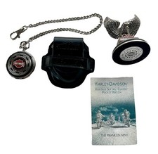 Franklin Mint Harley-Davidson Heritage Softail Pocket Watch With Pouch Display