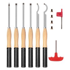 6 Piece Carbide Wood Lathe Turning Tool Set Rubber
