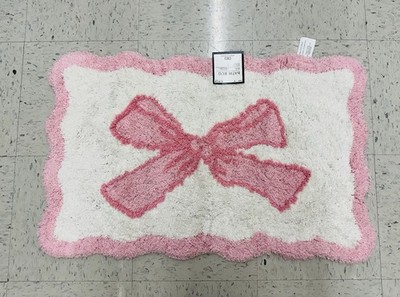 Pink Scalloped Bow Coquette Bathroom Rug