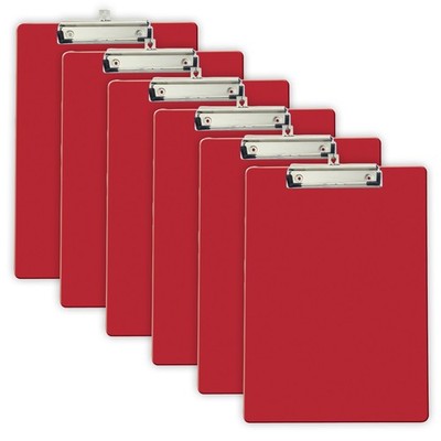 Officemate Recycled Plastic Clipboard Letter Size Red Pack Of 6 83083