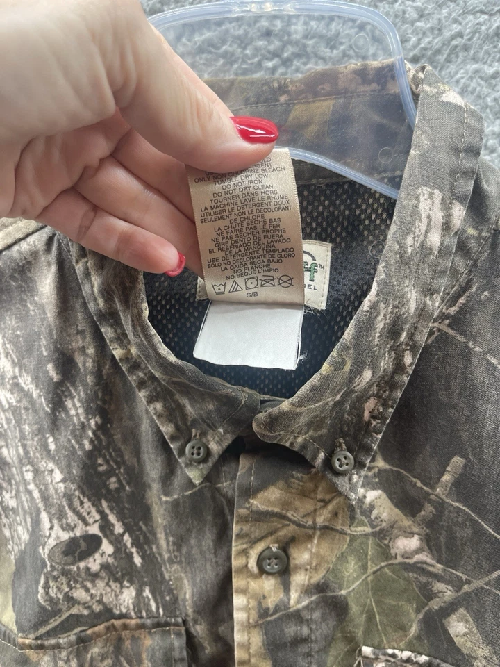 Camisa de Caza Camuflada Ventilada Personal de Campo Roble Mossy Grande De Colección Años 90 Para Hombres Abotonada Foto 4 de 4