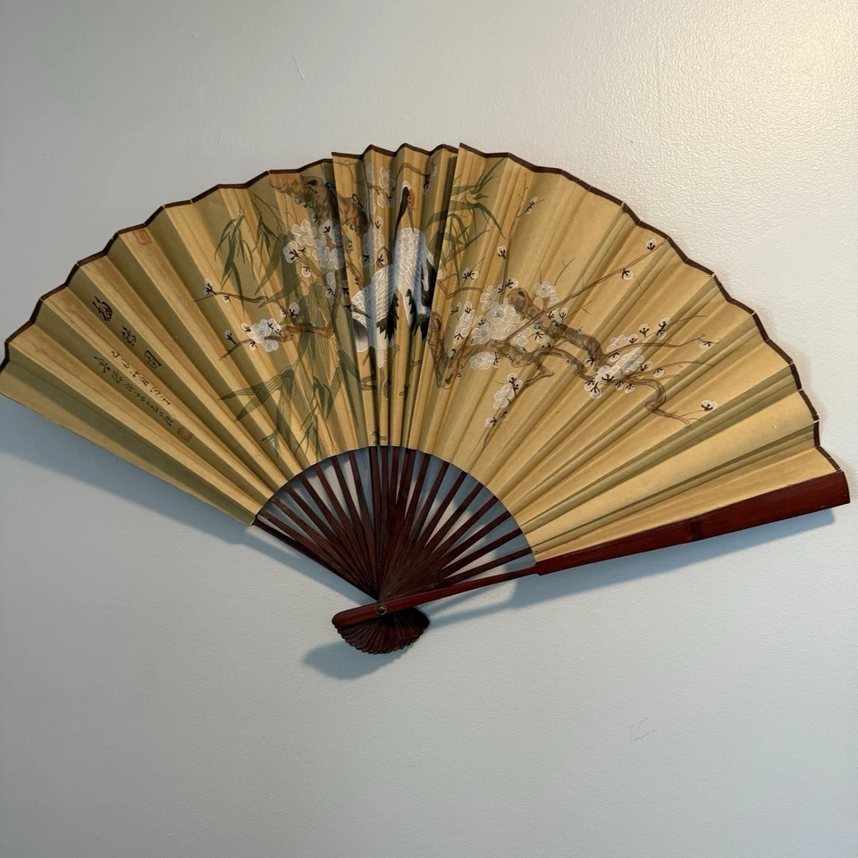 ~ 20x32 英寸 ~ 两件古董/复古日本水彩鸟花画墙艺术签名 — 第 3/4 张图片