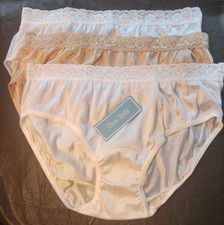 Size 9 Dixie Belle 100 NYLON Hipster Panty w/ Lace Waistband 2 White 1 Beige