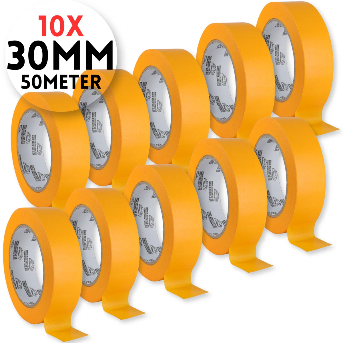 10 Rollen Goldband 30mm Malerkrepp Maler Klebeband Lackierer KFZ Kreppband 50m